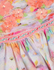 Floral Broderie Puff Sleeve Party Dress, Multi (MULTI), large