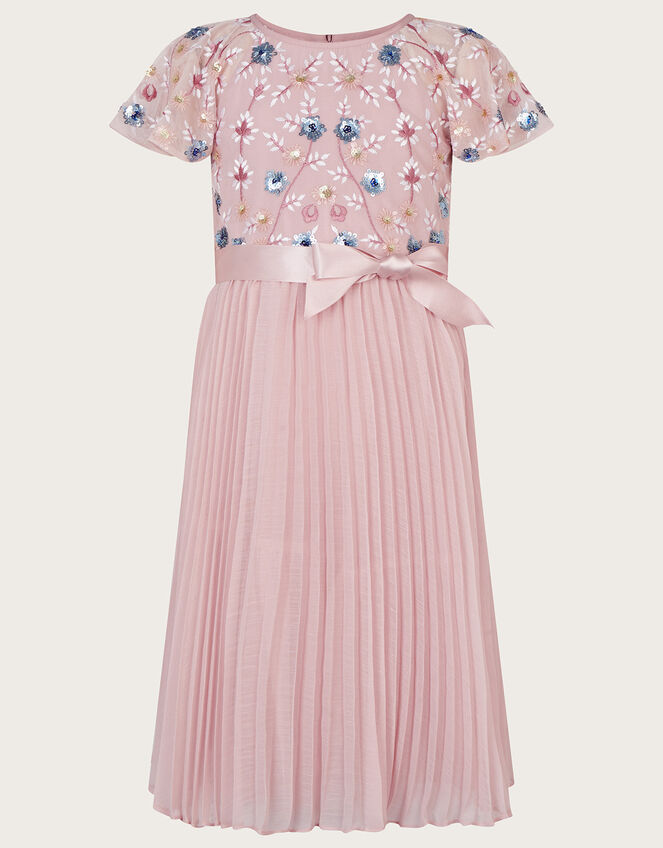 Floral Embellished Pleated Dress, Pink (PINK), large