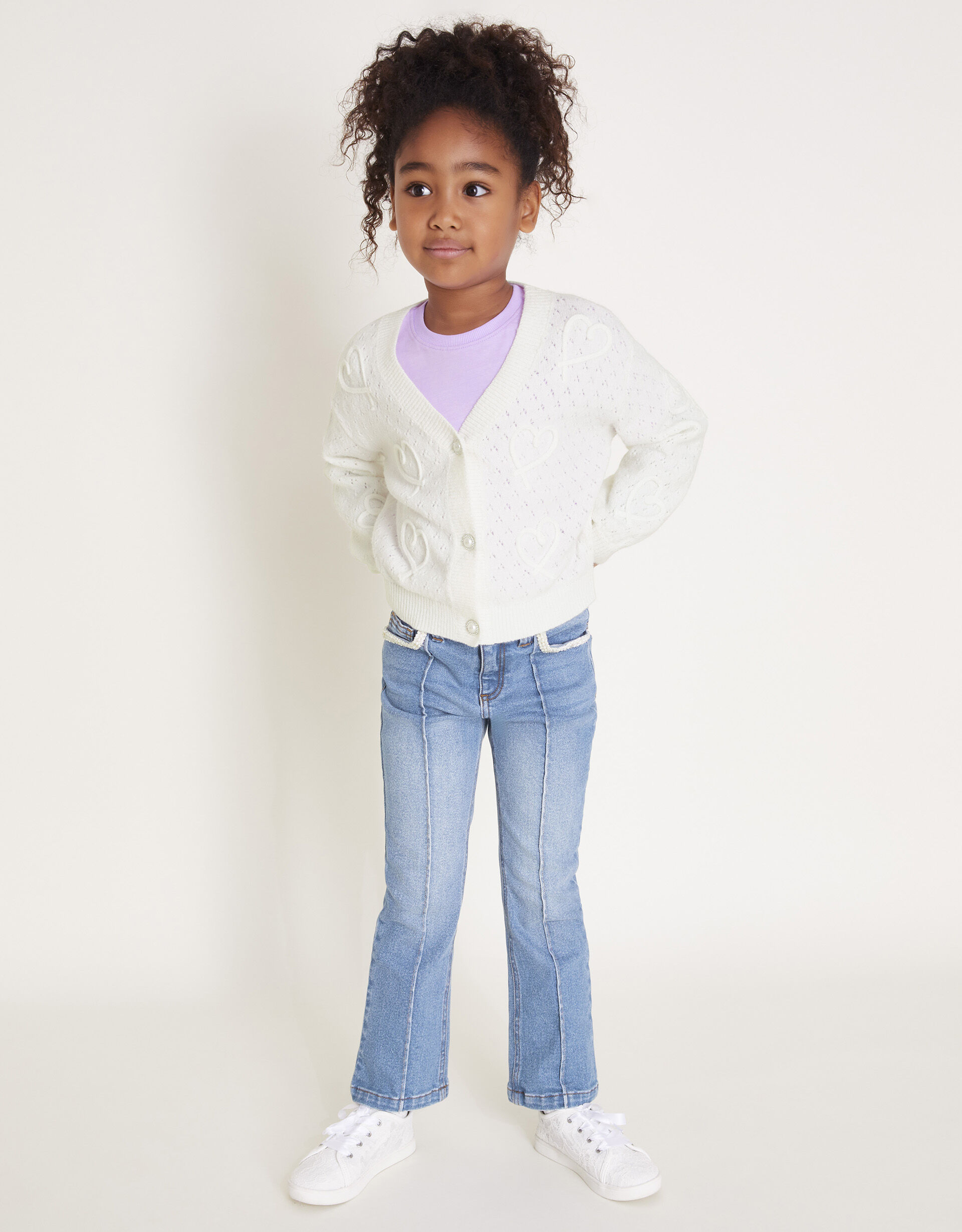 Heart Cornelli Embroidered Cardigan Ivory Girls Cardigans Monsoon UK