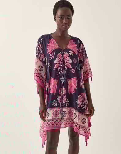 Abbie Floral Print Mini Kaftan, , large