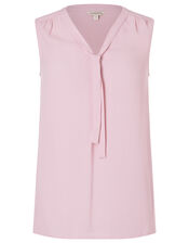 Tie Front Sleeveless Top with LENZING™ ECOVERO™, Pink (BLUSH), large