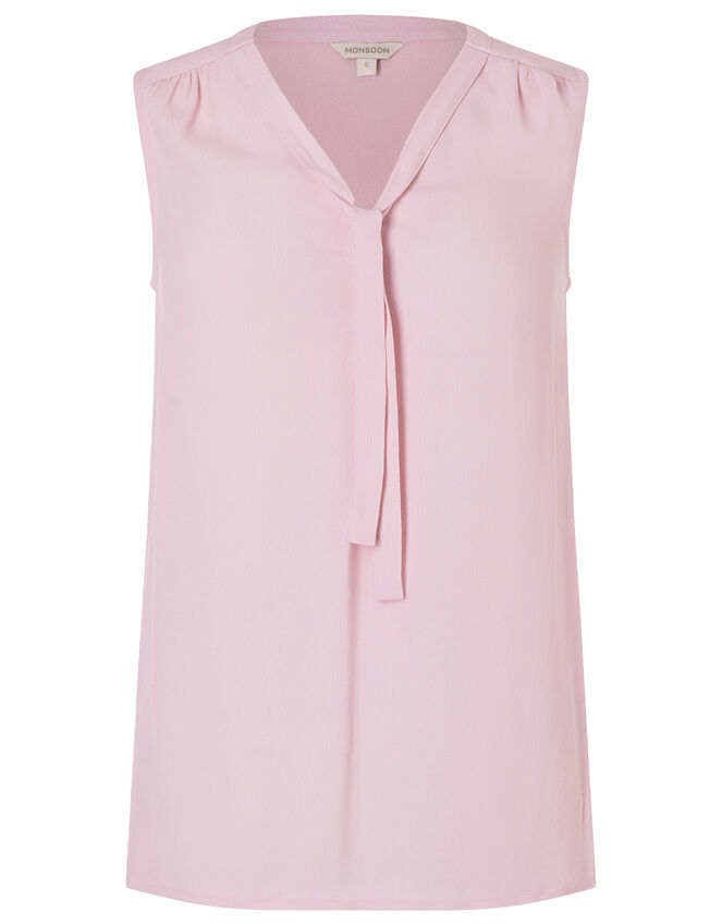 Tie Front Sleeveless Top with LENZING™ ECOVERO™, Pink (BLUSH), large