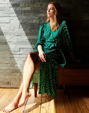 Emer Spot Dress, Green (GREEN), large