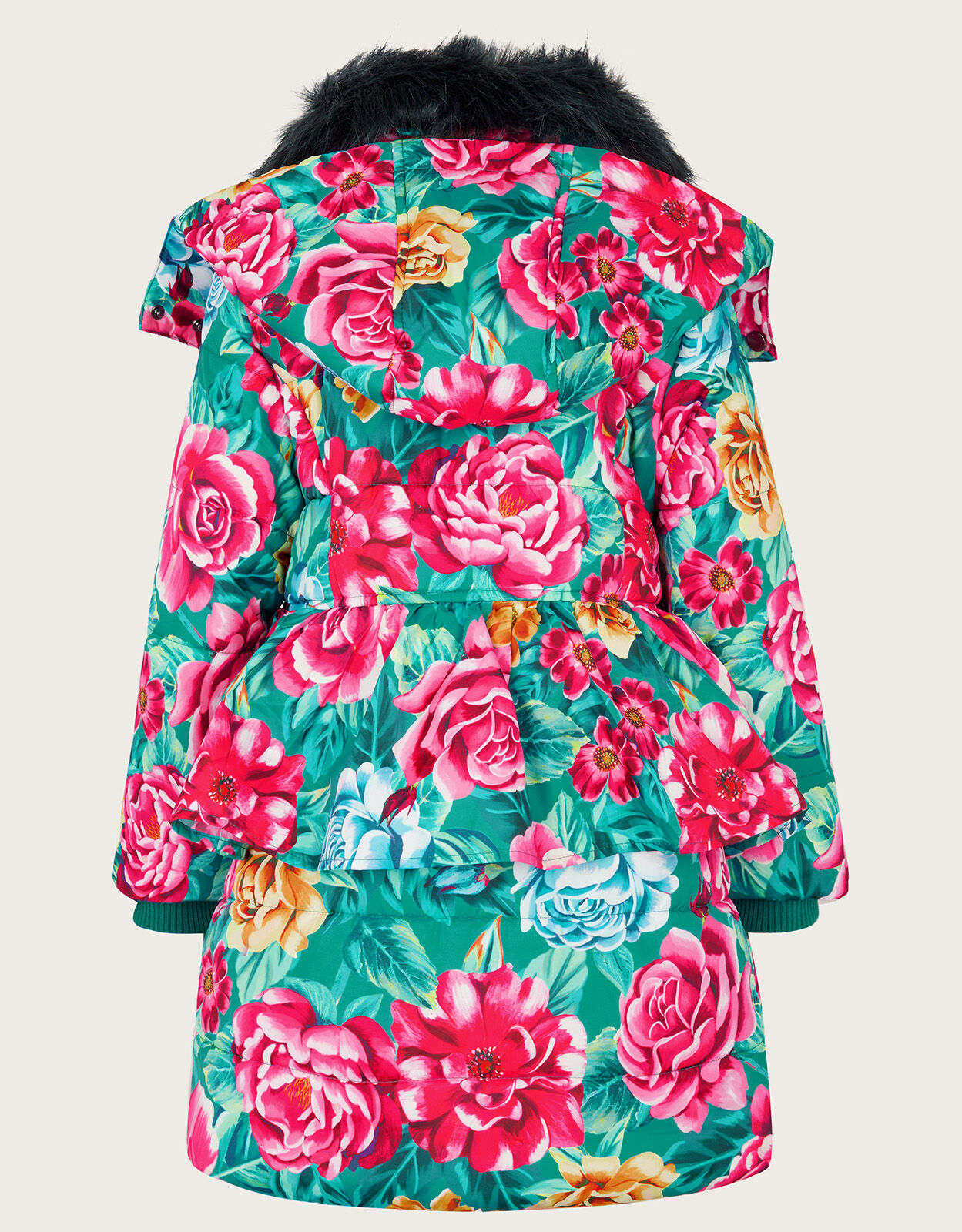 Floral Print Puffer Coat Green Girls Coats Jackets Monsoon UK