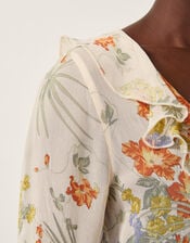 Jesse Sheer Frill Floral Blouse, Ivory (IVORY), large