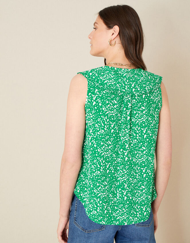 Leila Print Collar Sleeveless Top, Green (GREEN), large