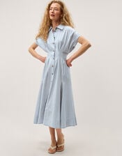 Dory Stripe Midi Shirt Dress, Blue (BLUE), large