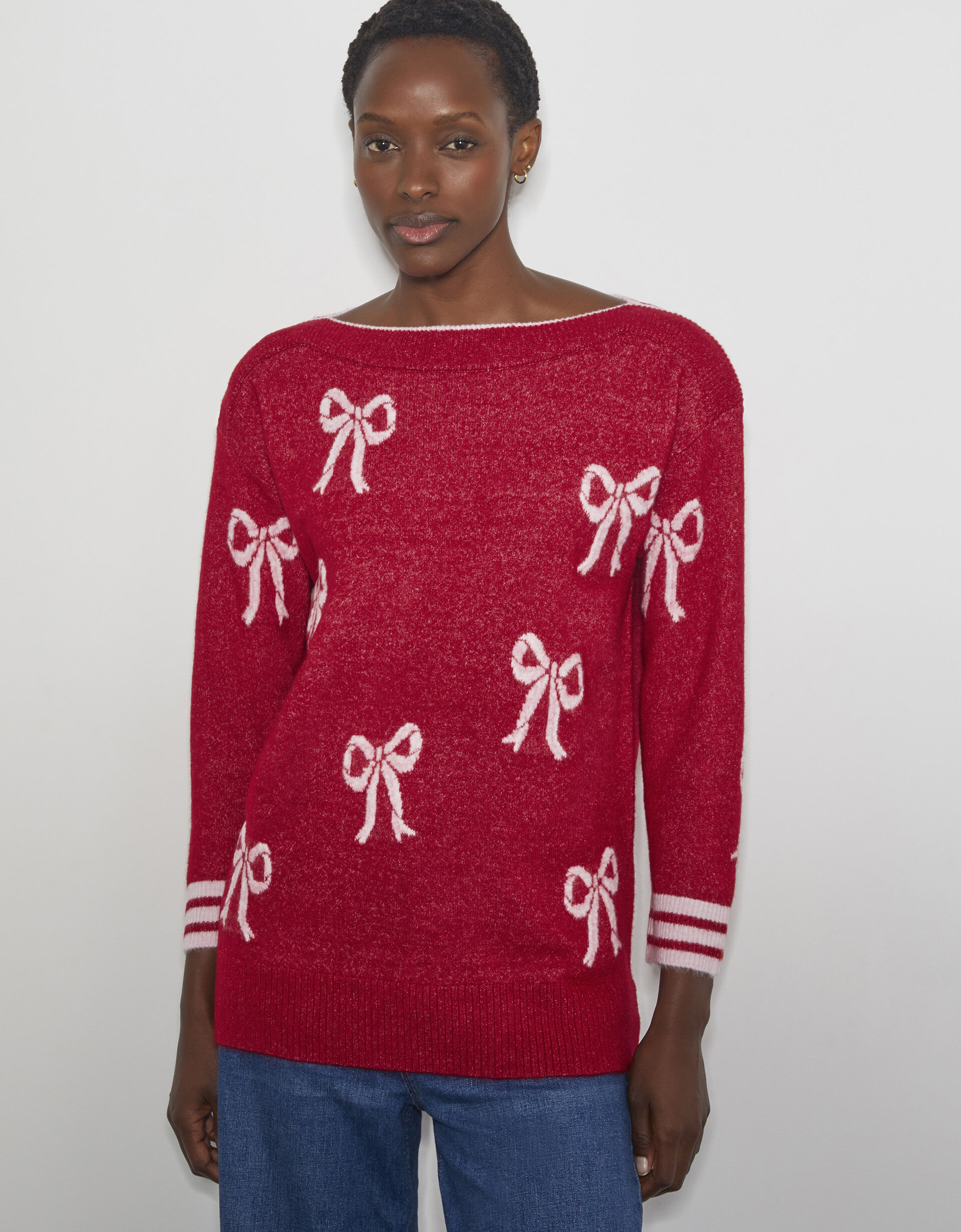 Mia Mini Bow Knit Jumper Red Jumpers Monsoon UK