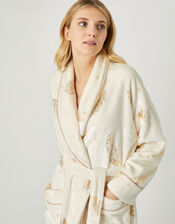 Feather Foil Fluffy Dressing Gown, Cream (CREAM), large