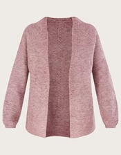Super-Soft Ribbed Knit Cardigan, Nude (NUDE), large