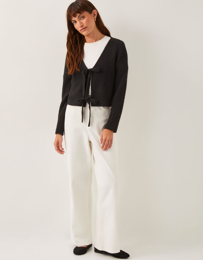 Tina Tie Front Cardigan, Black (BLACK), large