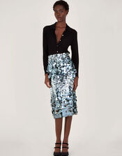Sia Sequin Midi Skirt, Silver (SILVER), large