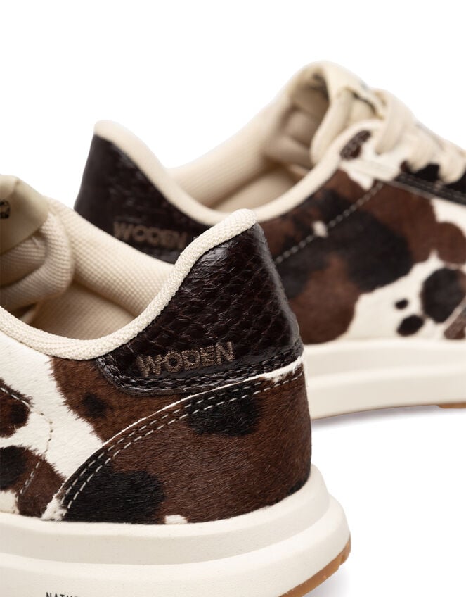 Woden Nicoline Cow Print Trainers, Multi (MULTI), large