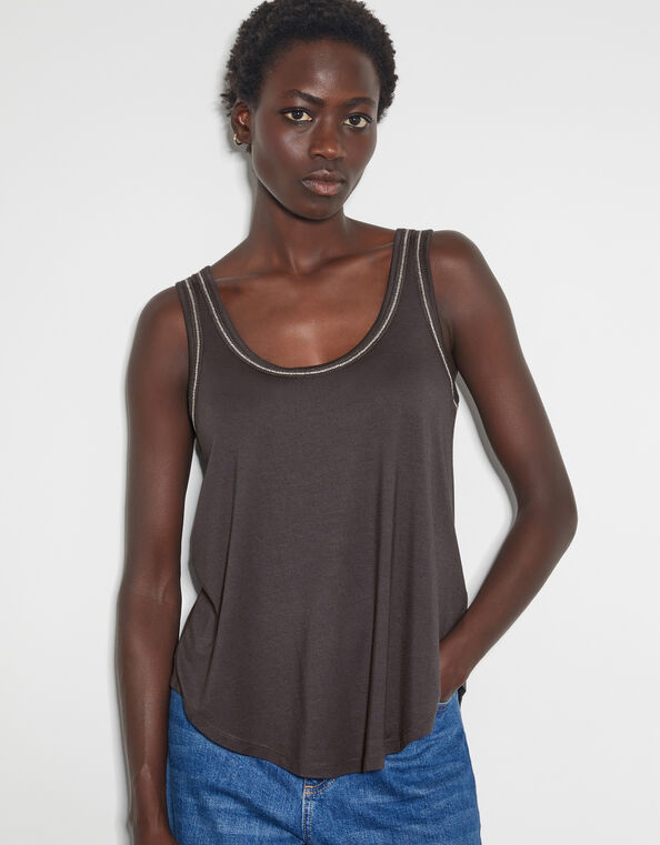 Jess Jersey Cami Top, Grey (CHARCOAL), large