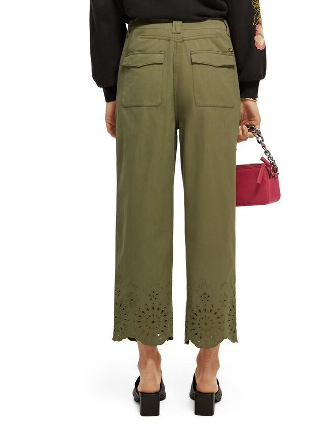 Scotch and Soda Liv Mid Rise Embroidered Trousers, Green (GREEN), large