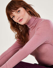 Wool Polo Neck Top, Pink (PINK), large