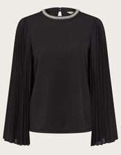 Jaye Jewel Cape Sleeve Top, Black (BLACK), large