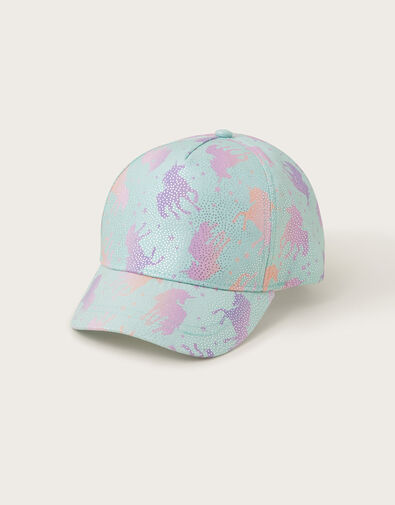 Shimmery Unicorn Cap, Blue (AQUA), large