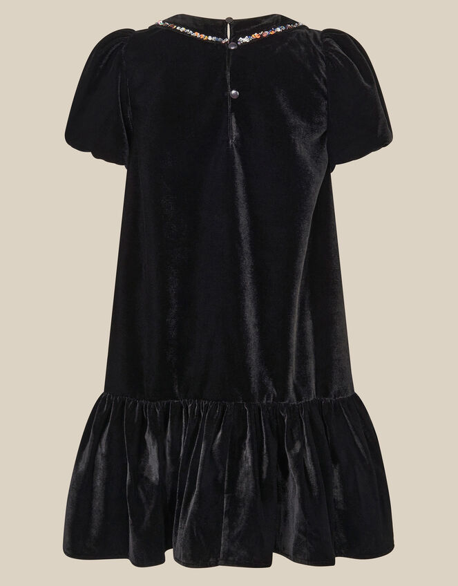 Mara Sequin Bow Velvet Swing Dress, Black (BLACK), large