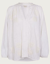 Embroidered Detail Overhead Shirt, White (WHITE), large