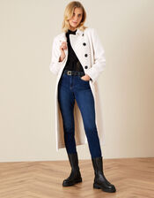 Willow Asymmetric Button Coat, White (WHITE), large