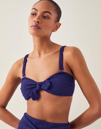 Kyla Tie Front Bandeau Bikini Top, Blue (NAVY), large