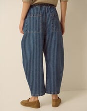 Katja Drawstring Pinstripe Barrel Jeans, Blue (MID AUTHENTIC BLUE), large
