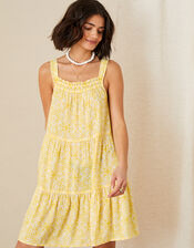 Zuri Printed Dress in LENZING™ ECOVERO™, Yellow (YELLOW), large