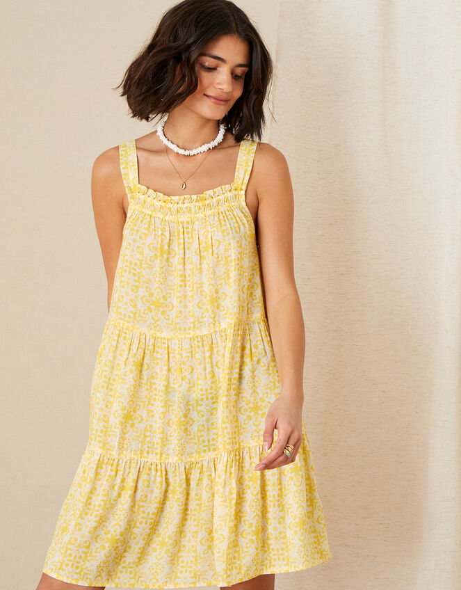 Zuri Printed Dress in LENZING™ ECOVERO™, Yellow (YELLOW), large