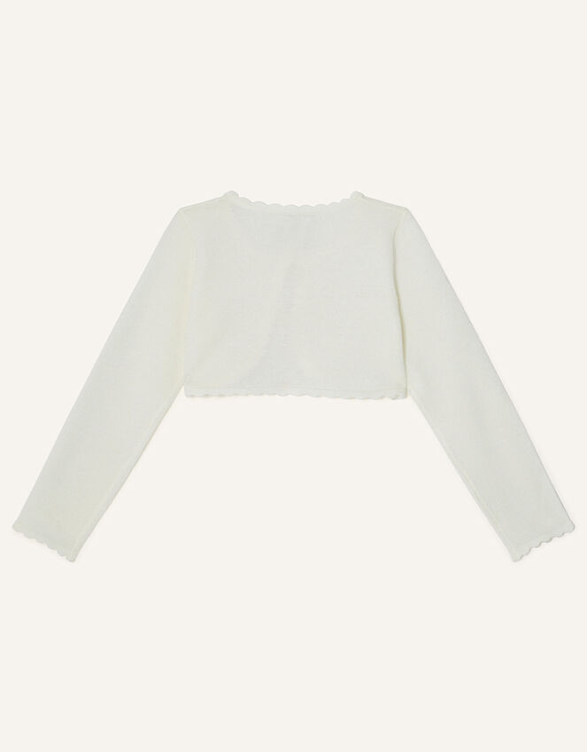 Girls Cropped Celebration Cardigan in Ivory (12mths-10yrs) main image 1