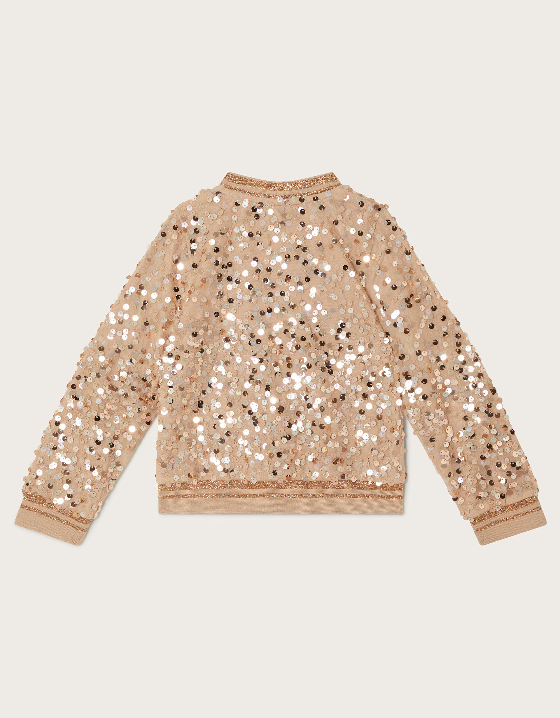 Black and gold sequin bomber jacket top