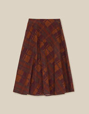 Melinda Check Print Corduroy Midi Skirt, Brown (BROWN), large