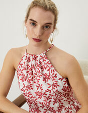 Halter Neck Embellished Maxi Dress, Red (RED), large