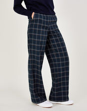Catalina Check Wide Leg Trousers, Blue (NAVY), large