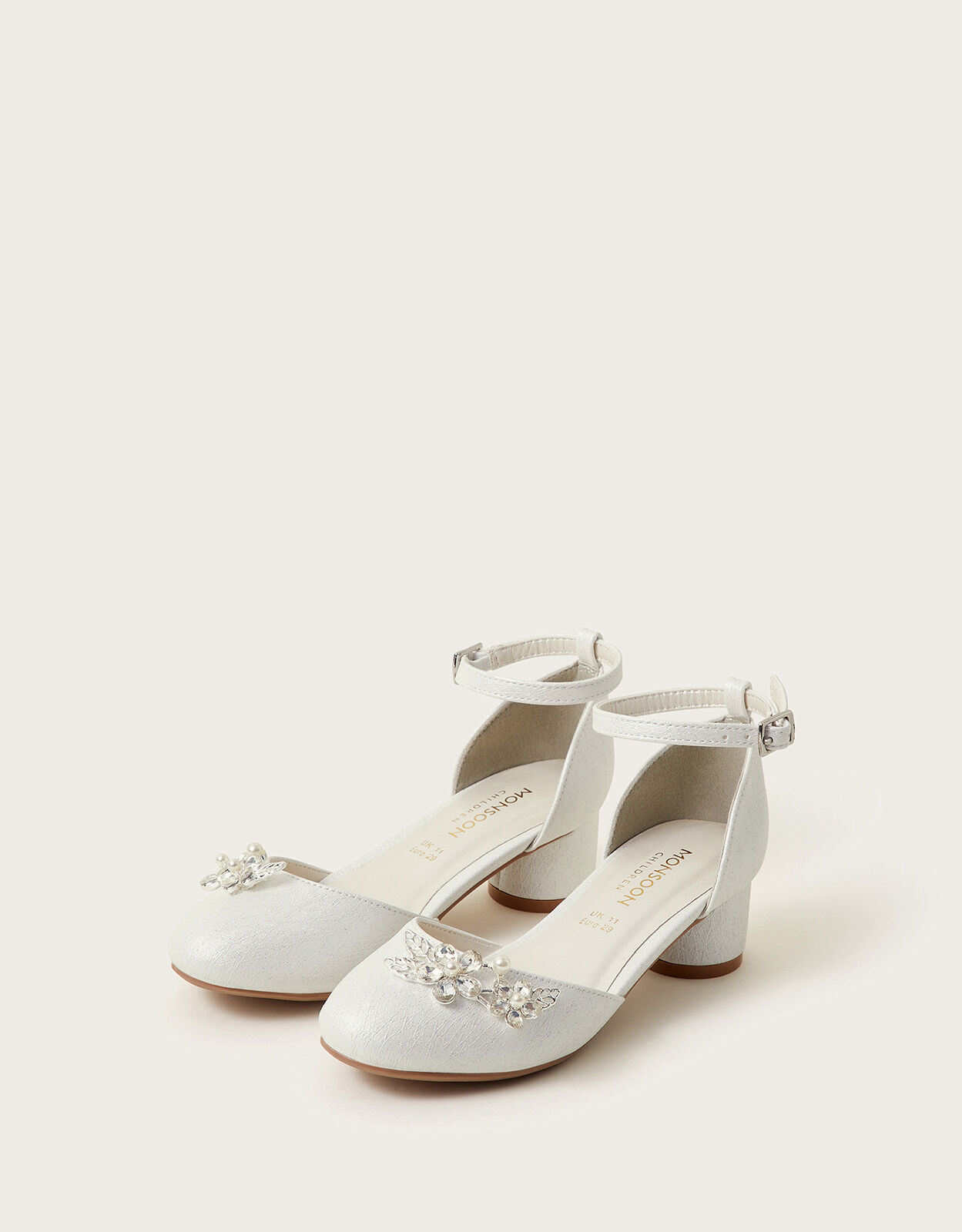 Two Part Flower Gem Heels Ivory Shoes Monsoon UK
