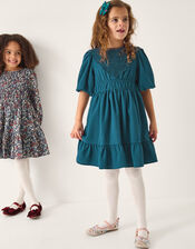 Crochet Yoke Tiered Dress, Blue (NAVY), large