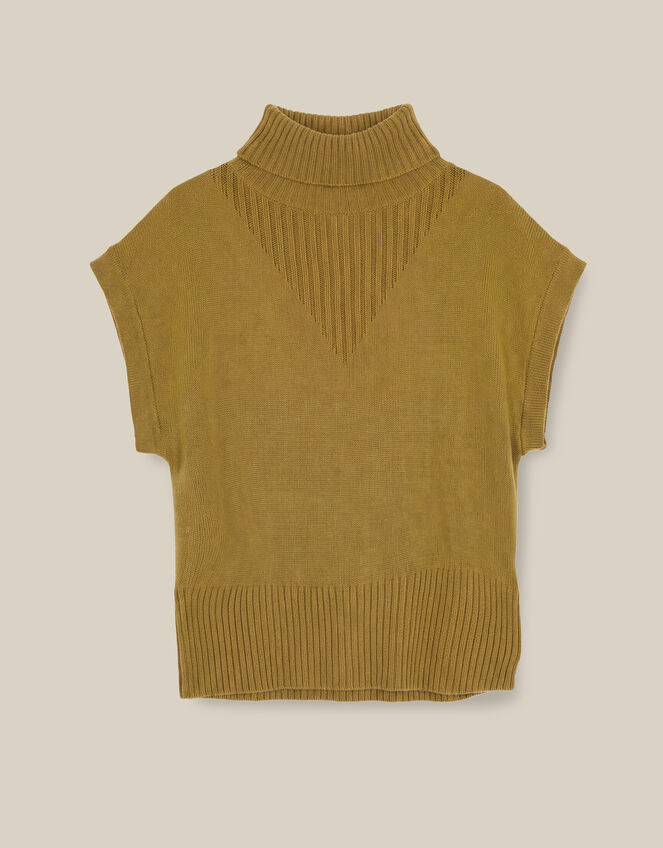 Fay High Neck Knit Tank, Green (CHARTREUSE), large