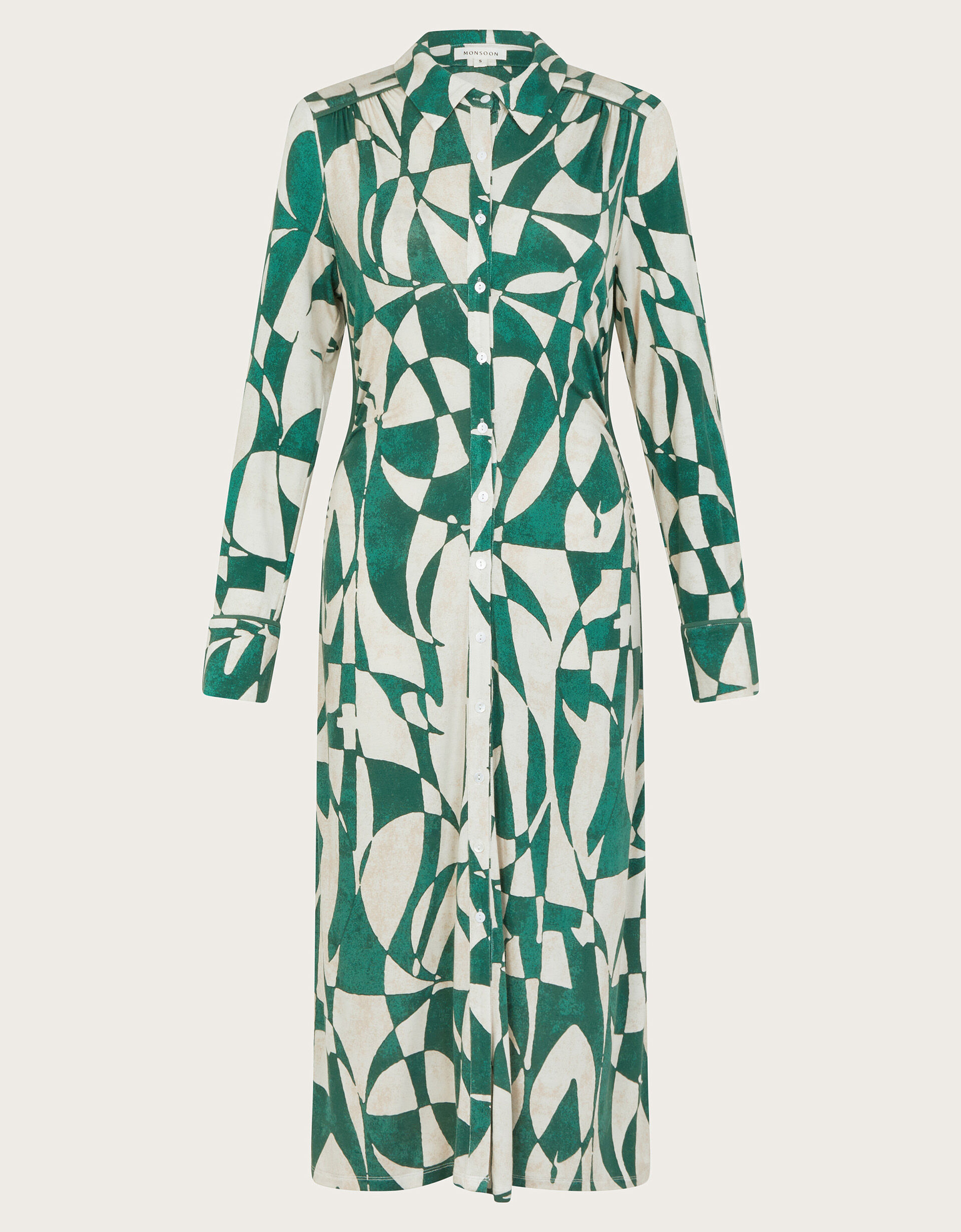 Green print shirt dress clearance