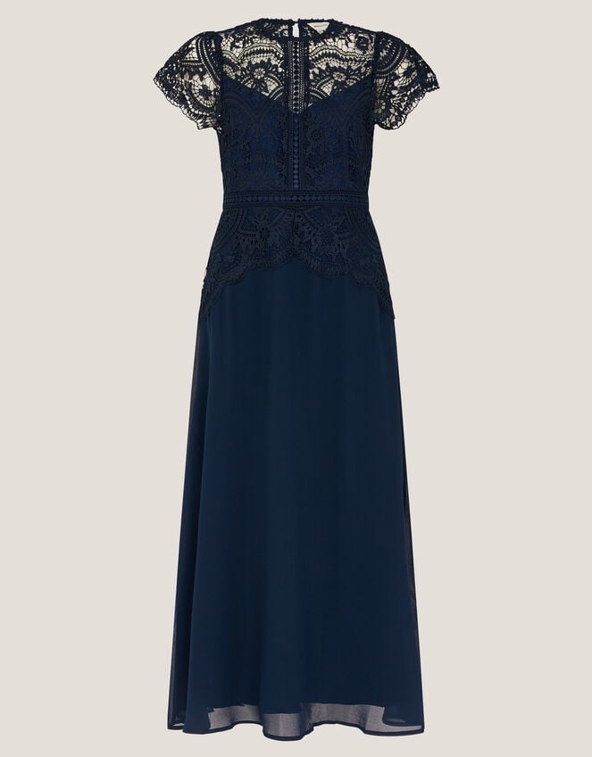 Monica Lace Midi Bridesmaid Dress Blue