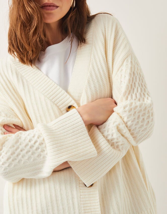 Opal Oversized Knit Cardigan, Ivory (IVORY), large