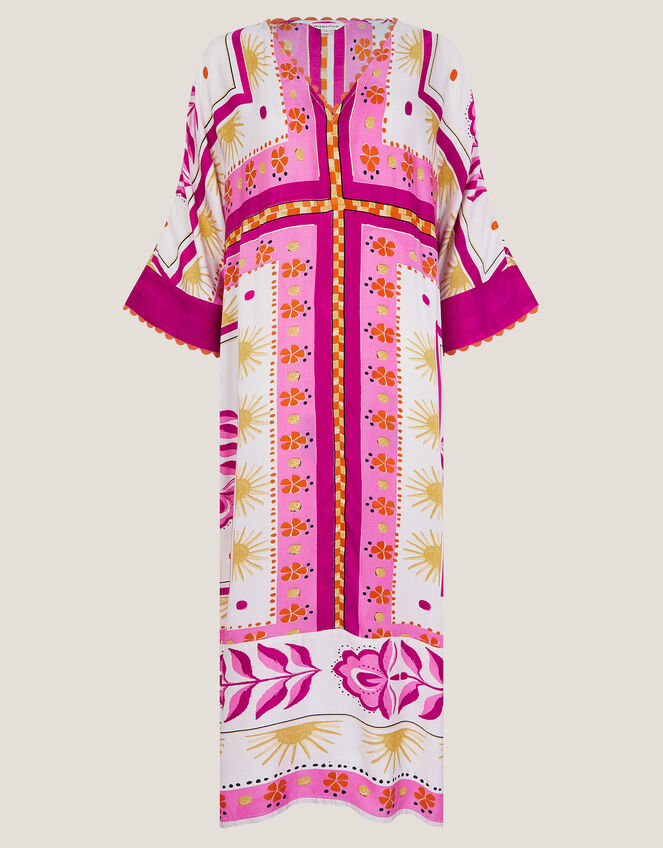 Tina Summer Floral Maxi Kaftan Dress, Pink (PINK), large