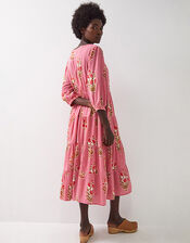 East Macy Hand-Screen Printed Midi Dress, Pink (PINK), large