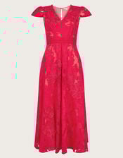 Josie Jacquard Tea Dress, Red (RED), large