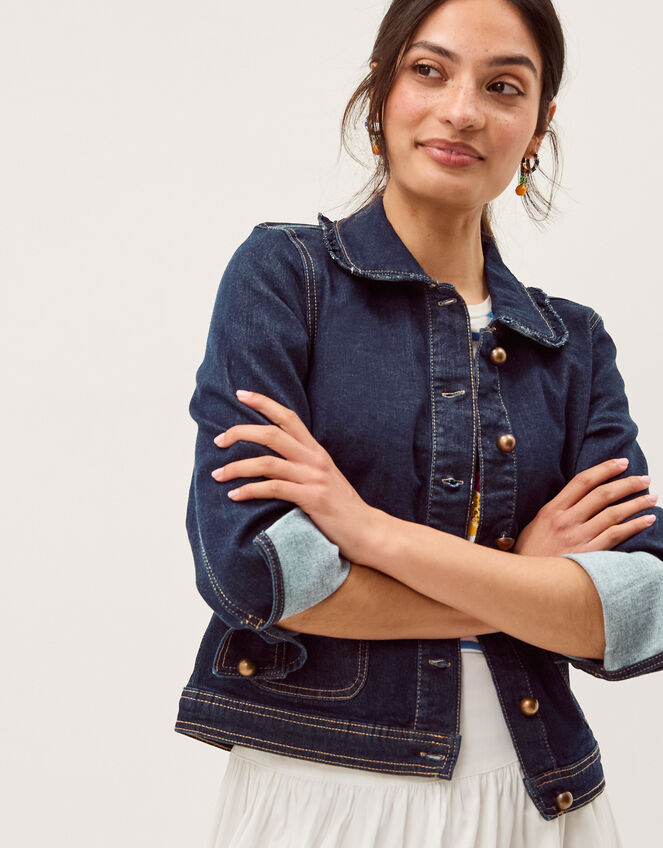 Sadie Frill Denim Jacket, Blue (INDIGO), large