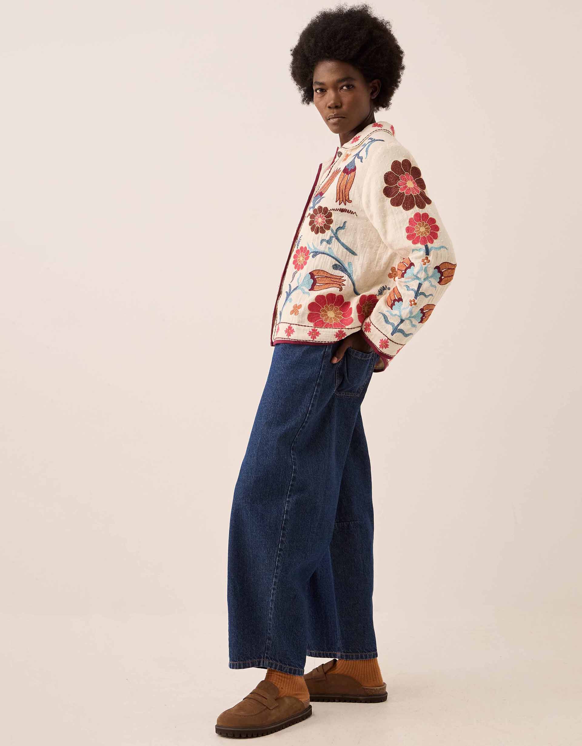 East Odeline Embroidered Dobby Jacket Ivory