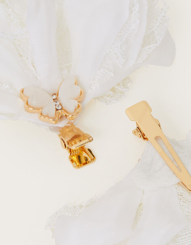 Lacey Fancy Flower Hair Clips Set of Two, , large