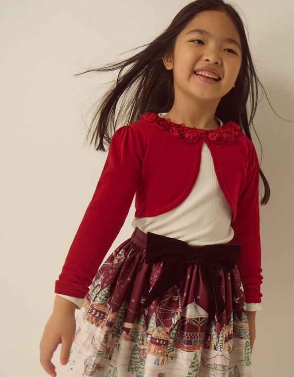 Ottilie Appliqu&eacute; Rose Cardigan, Red (RED), large