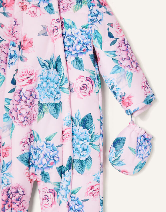 Baby Floral Padded Pramsuit, Pink (PALE PINK), large