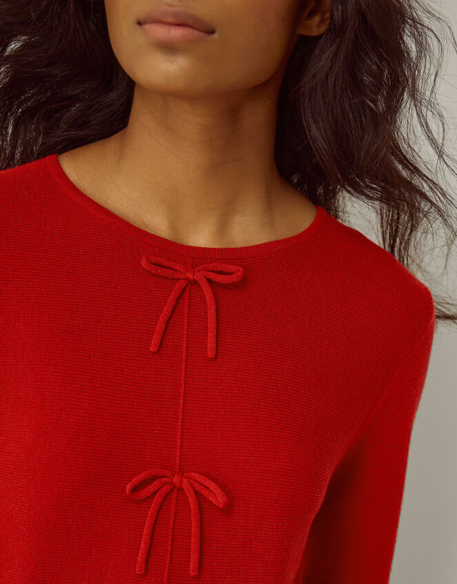 Paula Bow Peplum Jumper, Red (RED), large
