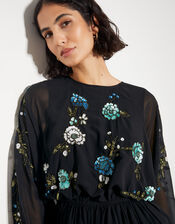 Penelope Embellished Tunic Mini Dress, Black (BLACK), large
